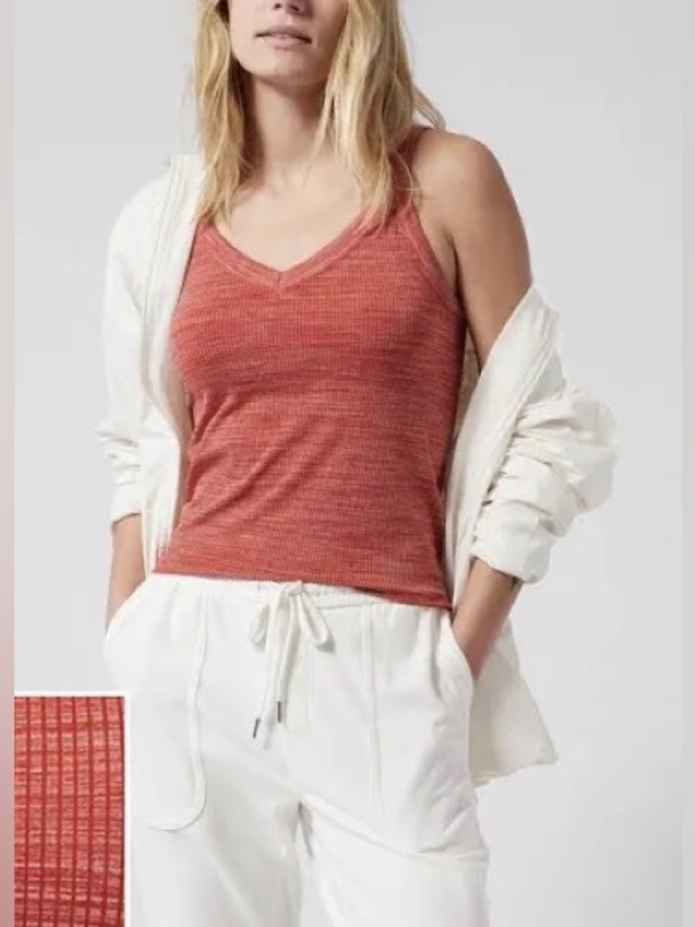 Athleta Renew Seamless V Neck Tank in Currant Red Heather | Size Large